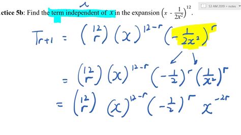 Binomial Expansion General Term Independent Of X Practice 5a Youtube