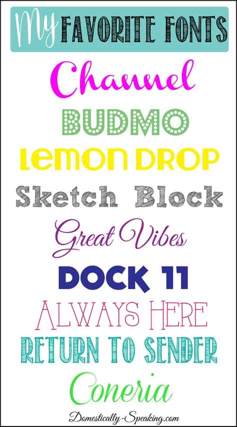 My Favorite Fonts Domestically Speaking