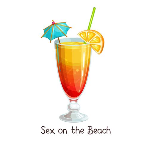 Premium Vector Glass Of Sex On The Beach Cocktail With Slice Orange