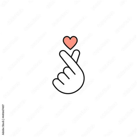 Korean Finger Heart I Love You Hangul Logo Vector Illustration Korean