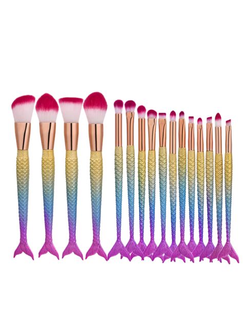 16Pcs Rainbow Matte Mermaid Tail Makeup Brushes Set - MULTICOLOR | Mermaid makeup brushes ...