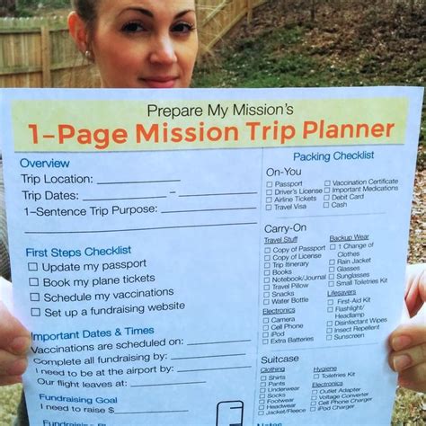 Free Download 1 Page Mission Trip Planner Missions Trip Medical