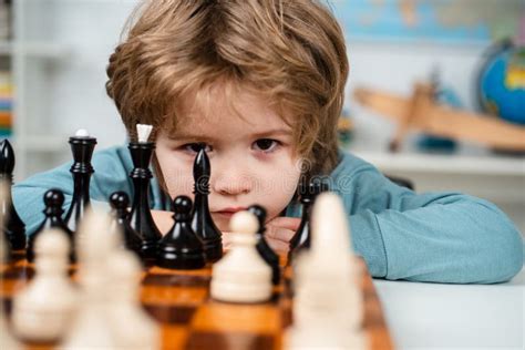 Kids Educational Games Early Development Boy Kid Playing Chess At
