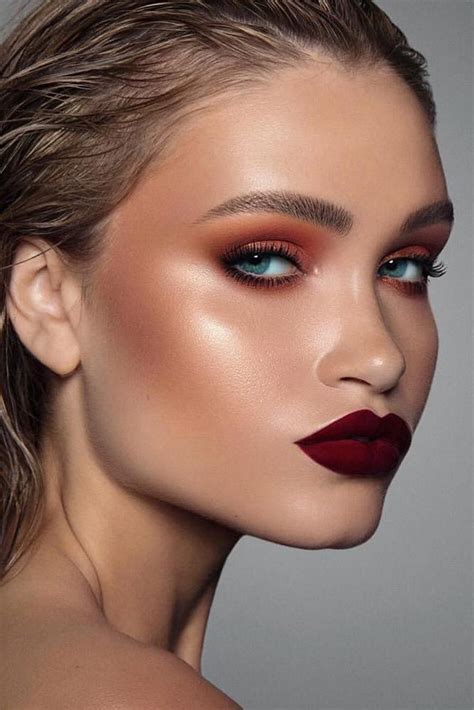 Orange Smokey WIth Matte Burgundy Lipstick Mattelipstick While Every