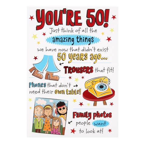 The 50th birthday is the golden jubilee celebration. Funny 50th Birthday Cards: Amazon.co.uk