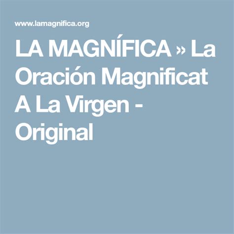 La MagnÍfica La Oración Magnificat A La Virgen Original Oraciones