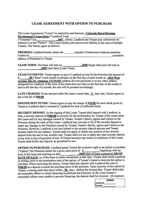 lease agreement  option  purchase