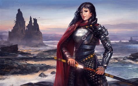 Download Ruin Armor Sword Landscape Tattoo Woman Warrior Fantasy Women