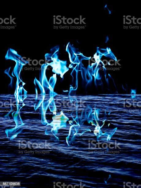 Blue Flame Fire On Black Background Stock Photo Download Image Now