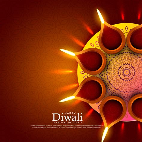 Beautiful Diwali Festival Diya Greeting Background Design Download