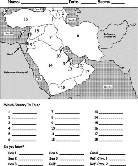 Middle East Map Worksheet Answers