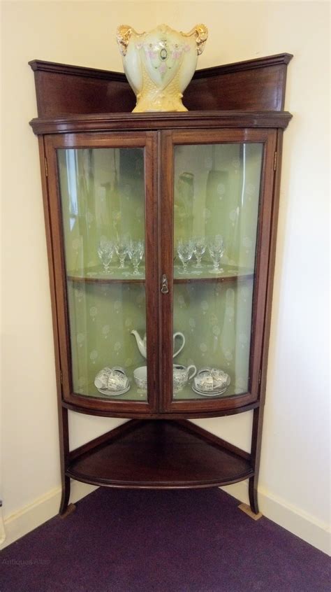 Bow Front Sheraton Revival Corner Display Cabinet Antiques Atlas