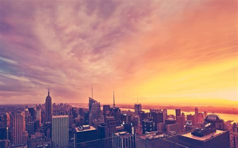 Sunset Cityscapes New York City Cities Nature Sunsets Hd Desktop