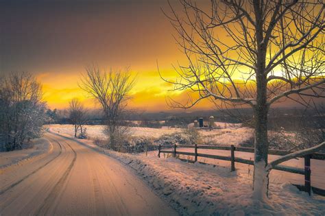 Landscape Photography Of Icy Road Hd Wallpaper Wallpaper Flare