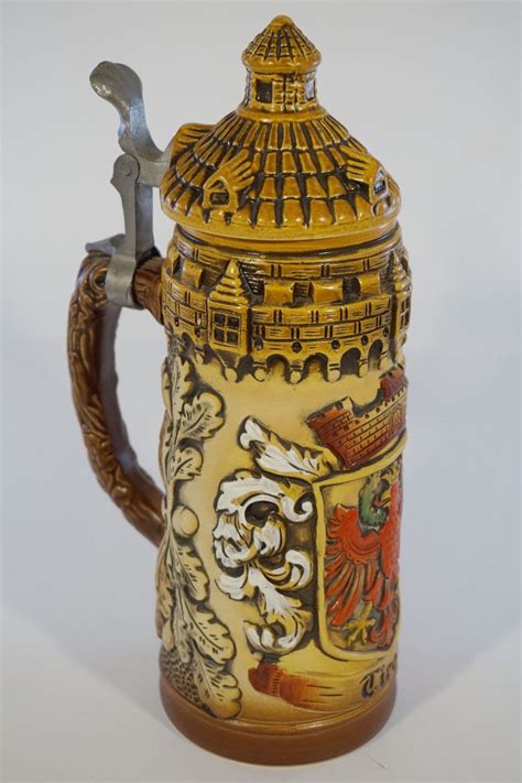 original king beer stein made in western germany collectible tirol castle stein with a ceramic