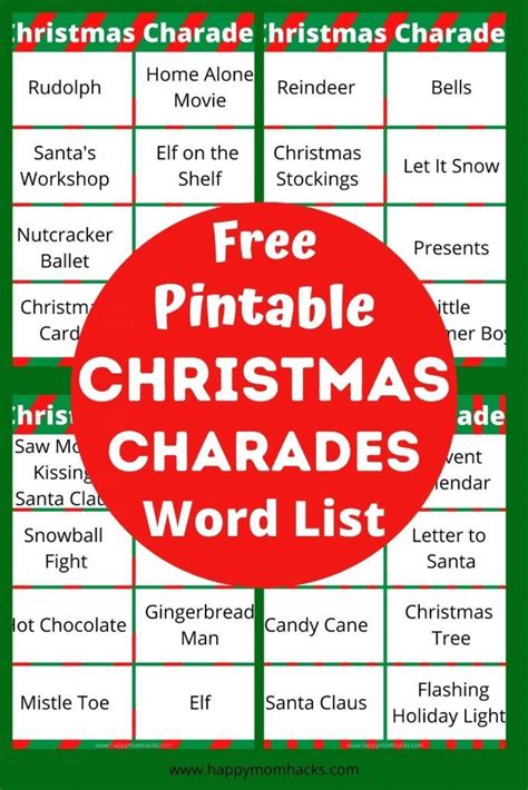 Funny Christmas Charades Ideas And Word List For Kids Printable Happy