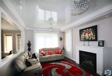 Residential Living Room, July 2014. High gloss white stretch ceiling by