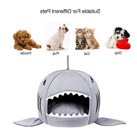 Washable Shark Pet House Cave Bed For Small