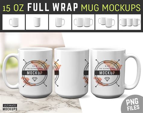 15 Oz Full Wrap Mug Mockup Ceramic Mug Blank Coffee Cup Etsy