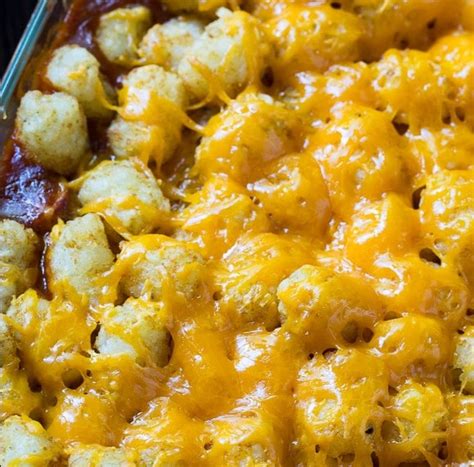 Preheat your oven to 450 degrees. Cheesy Hot Dog Tater Tot Casserole