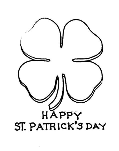 Celebrating St Patricks Day with Four Leaf Clovers Coloring Page