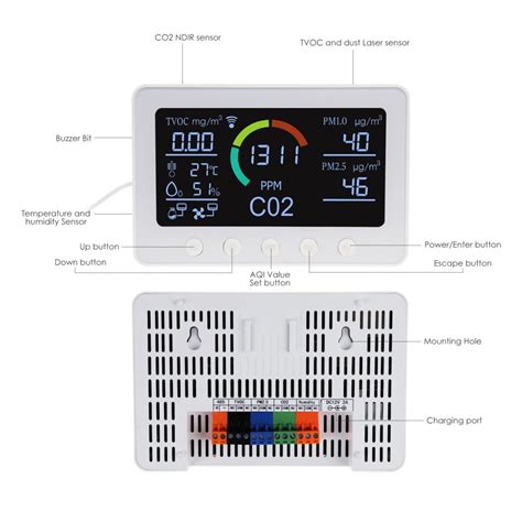 Aqm 345 Smart Indoor Air Quality Monitor Co2 Meter Tvoc Humidity Te