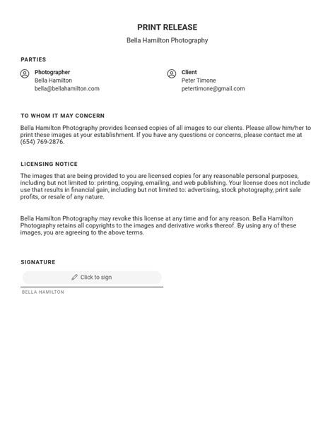 Paper Design And Templates Print Release Form Print Release Template
