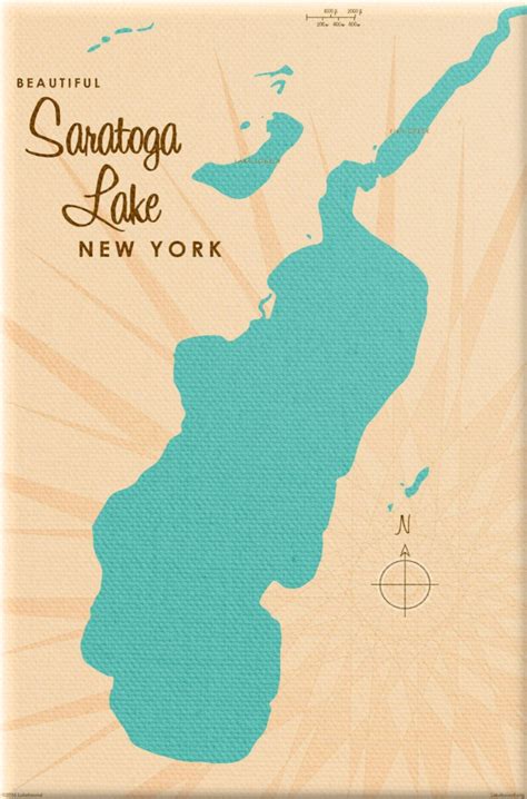 Saratoga Lake Ny Map Art Canvas Print Etsy