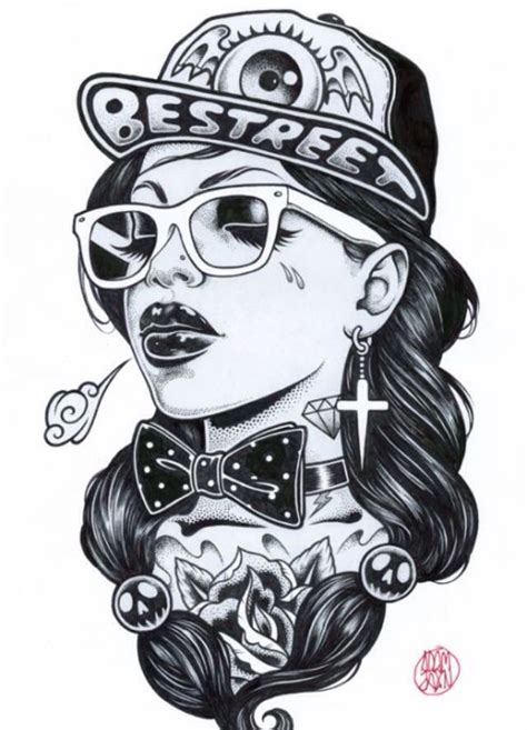 Ghetto Drawing Hip Hop Girl Lowrider Art Hip Hop Art