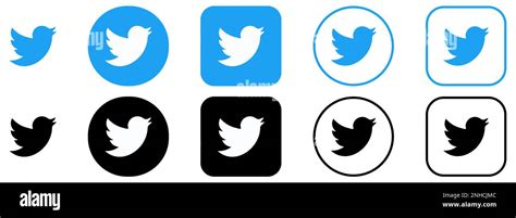 Set Of Twitter Logos Social Network Icons Editorial Vector Stock