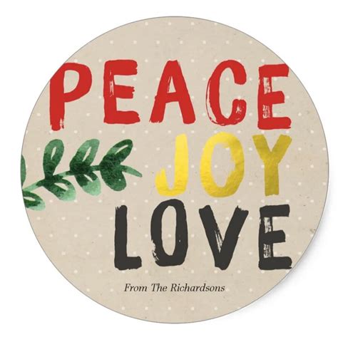 38cm Rustic Gold Peace Joy And Love Christmas Sticker In Stickers From