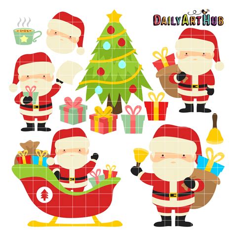Santa Claus Clip Art Set Daily Art Hub Graphics Alphabets And Svg