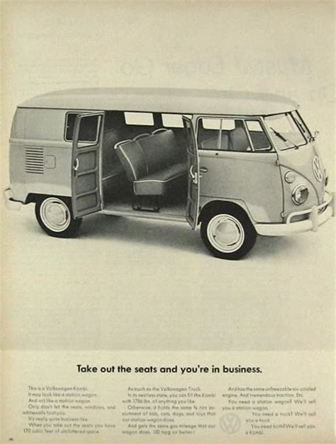 1964 Volkswagen Vw Kombi Bus Ad Take Out The Seats Classic Vintage