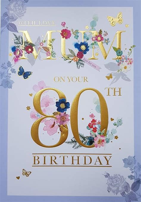 With Love Mum 80th Birthday Card Lovely Verse Uk Kitchen And Home