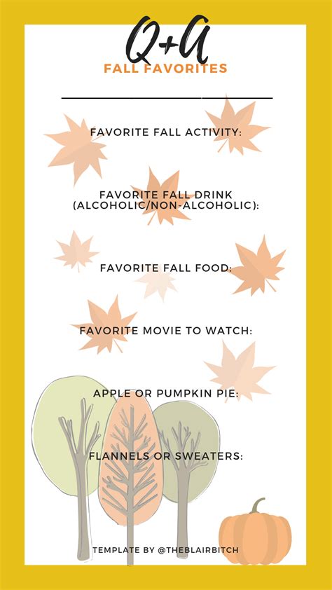 Fall Favorites Qa Instagram Story Template November Activities Autumn