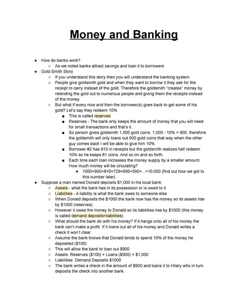 Money And Banking Money And Banking How Do Banks Work As We Noted