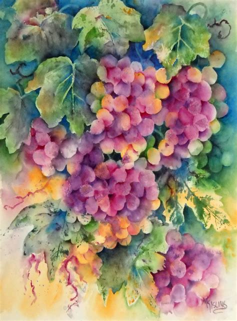 Watercolor Artists International Vineyard Grapes By Colorado Artist