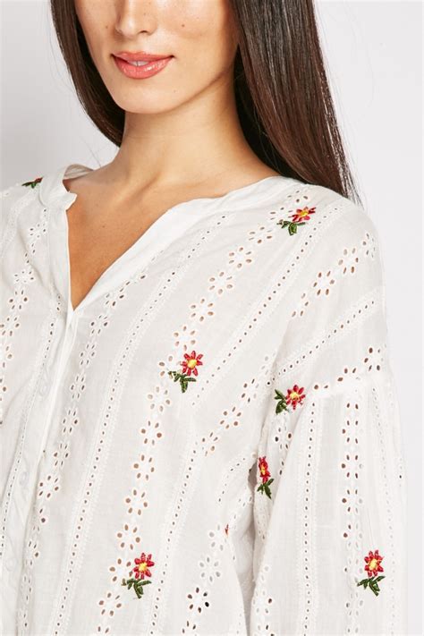 Embroidered Cotton Blouse Just 7