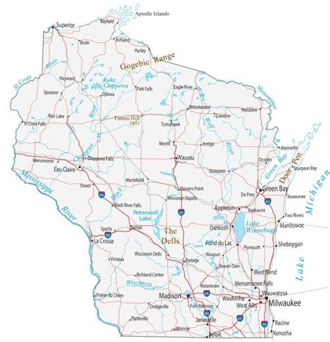 Wisconsin Lakes And Rivers Map Gis Geography