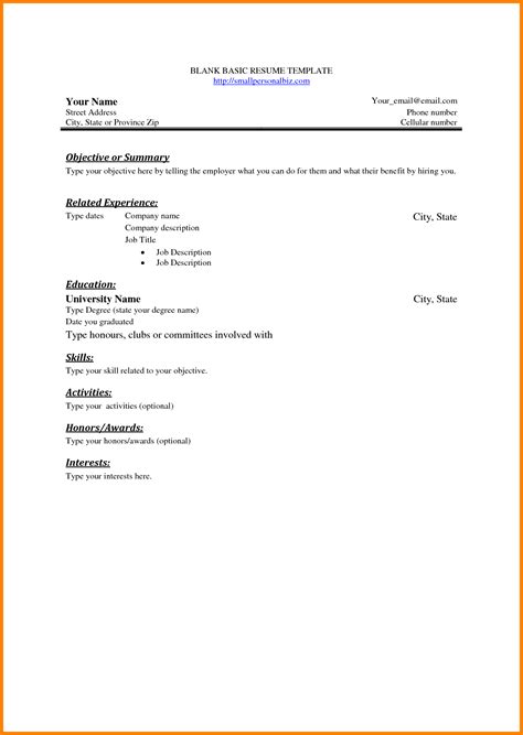 The best resume examples for your next dream job search. 8+ blank basic resume templates - Professional Resume List