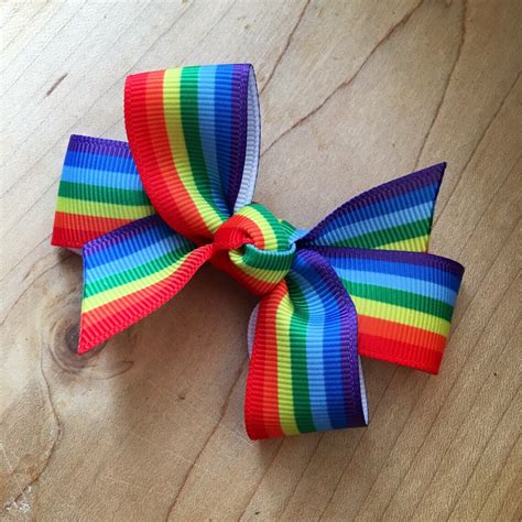 Rainbow Stripe Hair Bow Rainbow Rainbow Birthday Rainbow Etsy