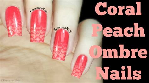 This will help keep the ombre contained and will minimize cleanup. Nail Art Tutorial - Coral And Peach Ombre Nails - How To ...