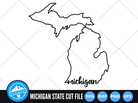 Michigan Outline With Text Svg Usa Svg Graphic By Lddigital