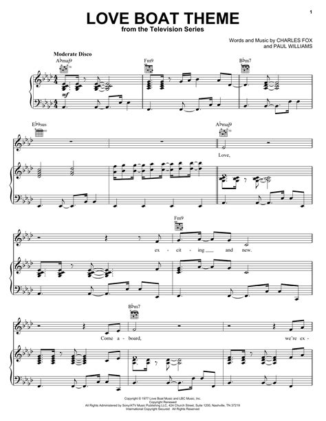 Charles Fox Love Boat Theme Sheet Music Pdf Notes Chords Pop Score