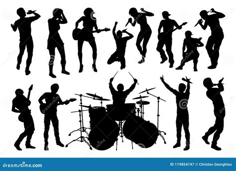 Musician Group Silhouettes Stock Vector Illustration Of Black 119854747