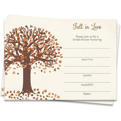 Fall In Love Bridal Shower Invitation Fall Leaves Burgundy Flowers Fall