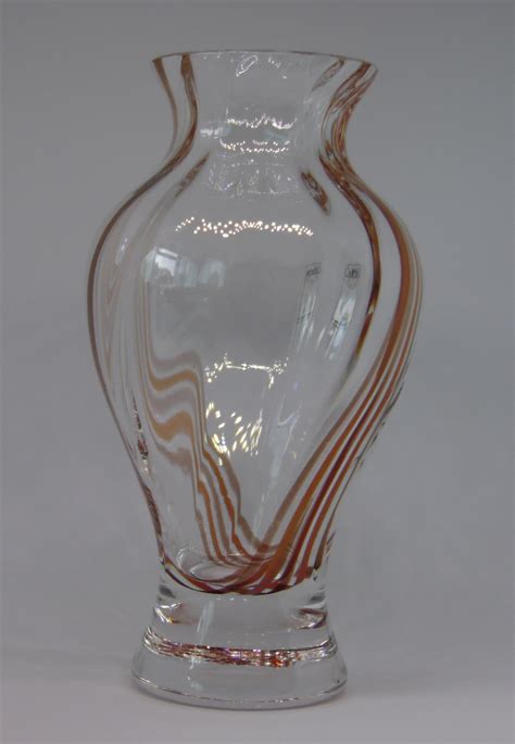 Vintage Caithness Glass Vase With Orange Detailing Etsy