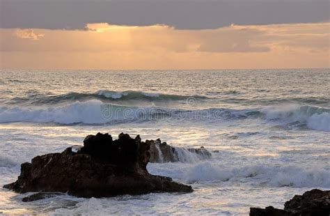 Splash Of Ocean Waves Sunset Stock Image Image Of Seashore Nature