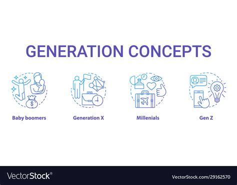 Generation Concept Icons Set Age Groups Idea Thin Vector Image
