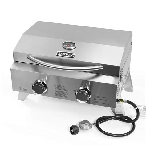 Barton Dual Burner Tabletop Grill Propane Gas Grill Stainless Steel